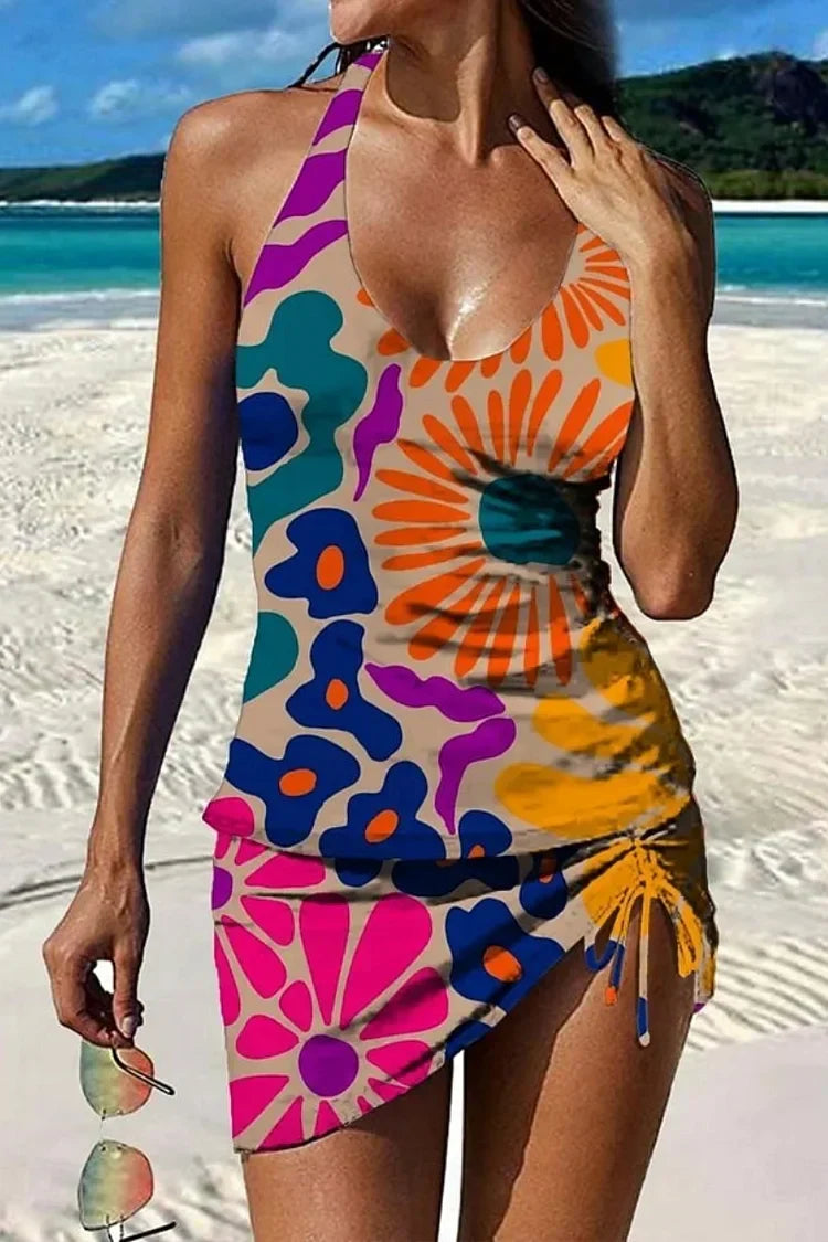 Party | Florales Tankini-Set mit bauchbedeckender Grafik