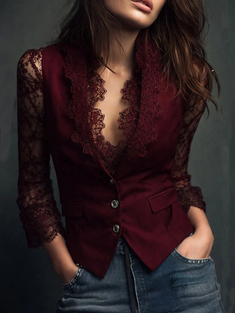 Noémie | Blazer Top com Mangas Semitransparentes