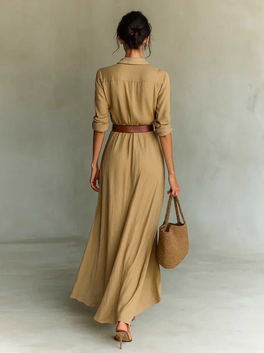 Camille™ | Maxikleid mit Drehungen und Taillengürtel