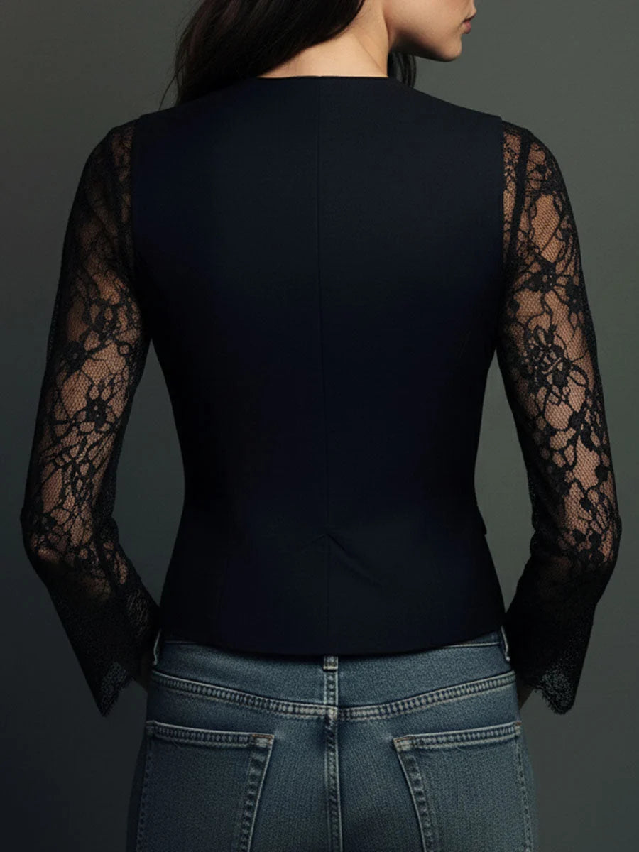 Noémie | Blazer Top com Mangas Semitransparentes