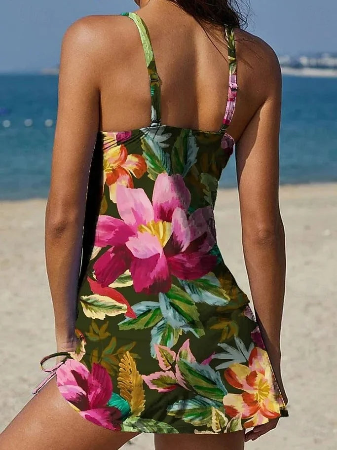 Party | Florales Tankini-Set mit bauchbedeckender Grafik