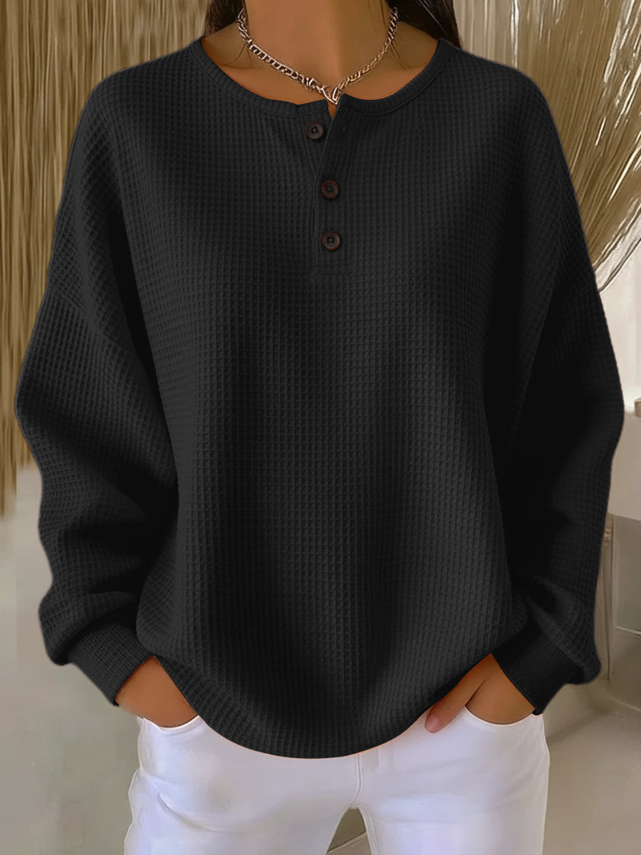 Mirabel™ | Sweatshirt Henley Aconchegante com Textura Waffle