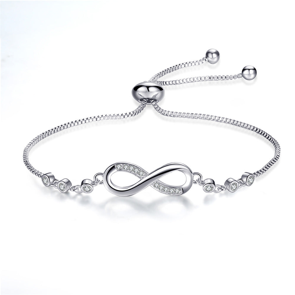 Pulseira chic ajustável em ouro rosa com símbolo do infinito