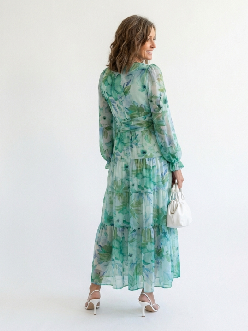 Althea | Langärmeliges Maxikleid mit Blumenmuster