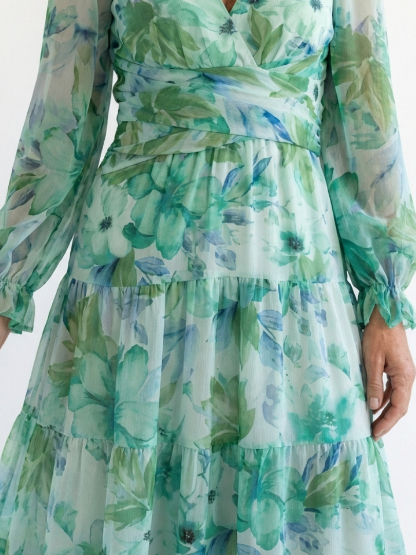 Althea | Langärmeliges Maxikleid mit Blumenmuster
