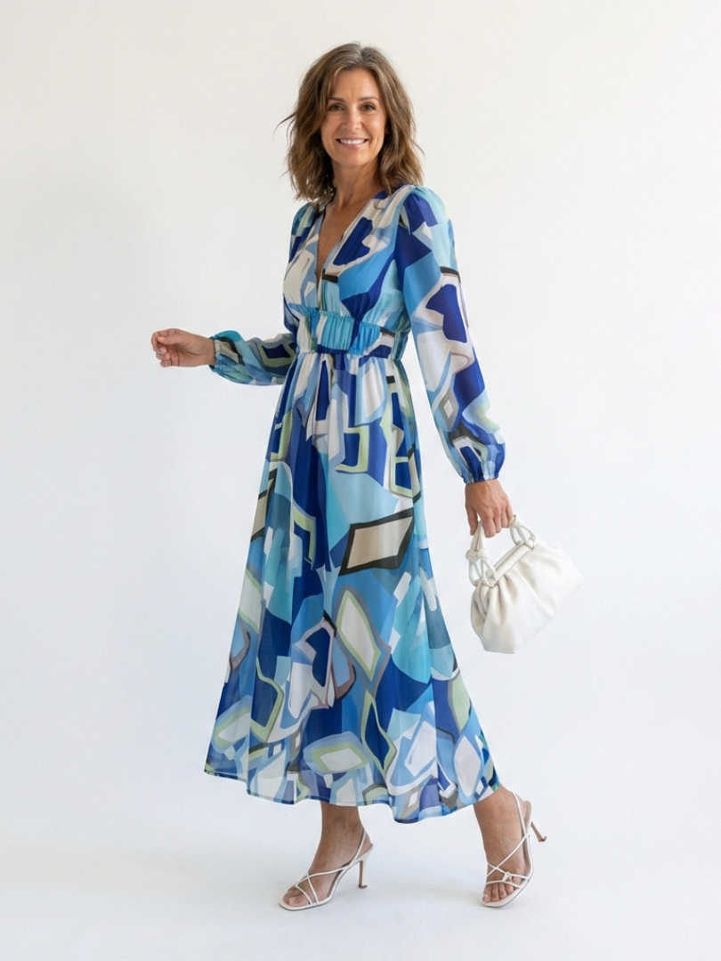 Althea | Langärmeliges Maxikleid mit Blumenmuster