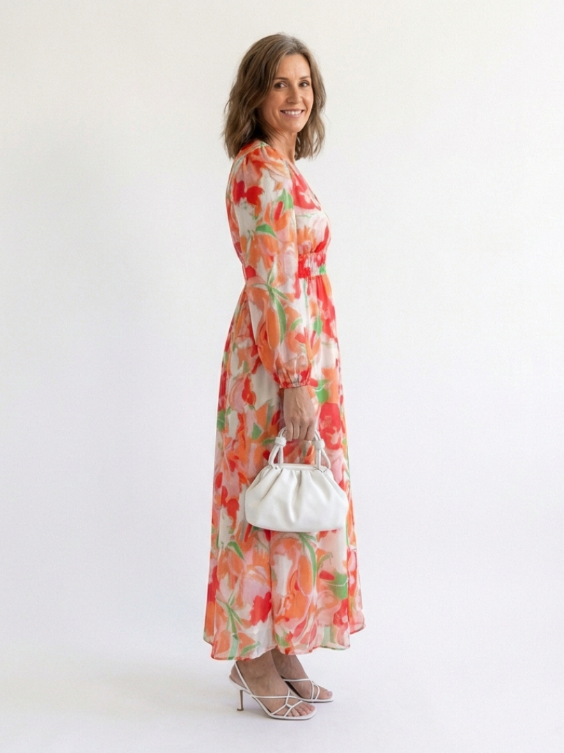 Althea | Langärmeliges Maxikleid mit Blumenmuster