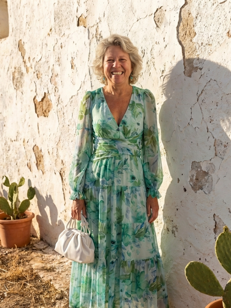 Althea | Langärmeliges Maxikleid mit Blumenmuster