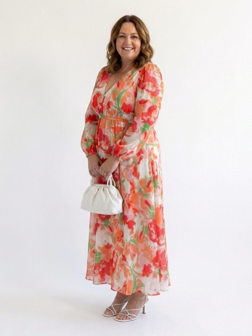 Althea | Langärmeliges Maxikleid mit Blumenmuster