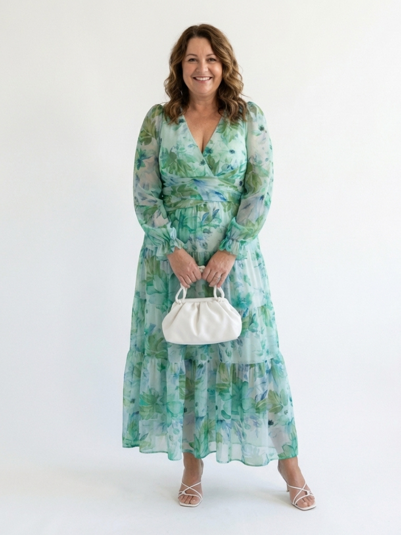 Althea | Langärmeliges Maxikleid mit Blumenmuster
