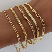 Conjunto de 5 pulseiras douradas