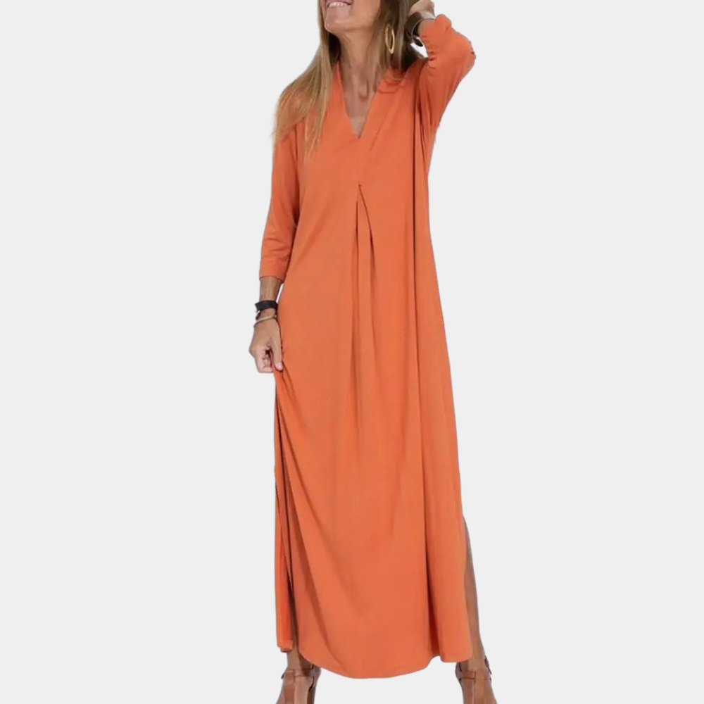 V-Ausschnitt Maxikleid | Fließende A-Linie Sommer Design