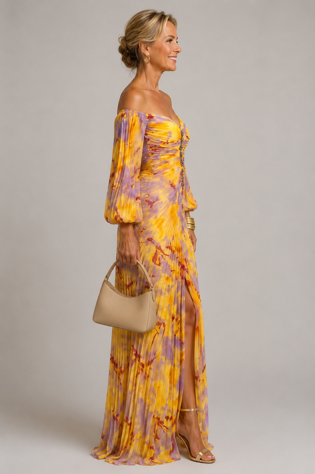 Marielle | Vestido Maxi Florido com Decote Profundo