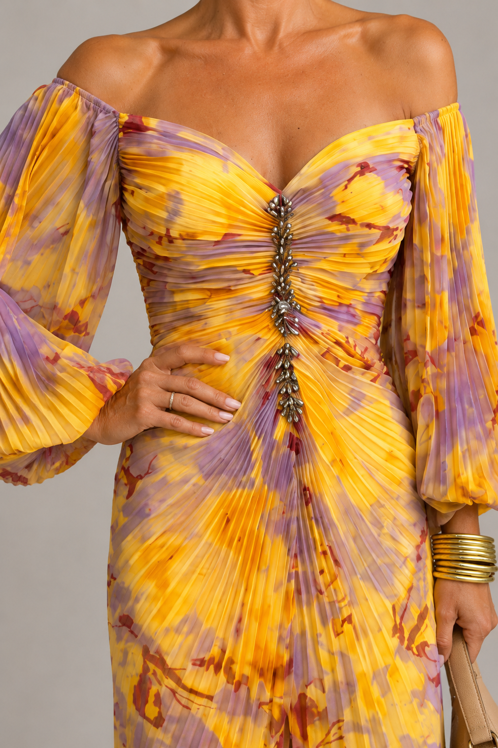 Marielle | Vestido Maxi Florido com Decote Profundo