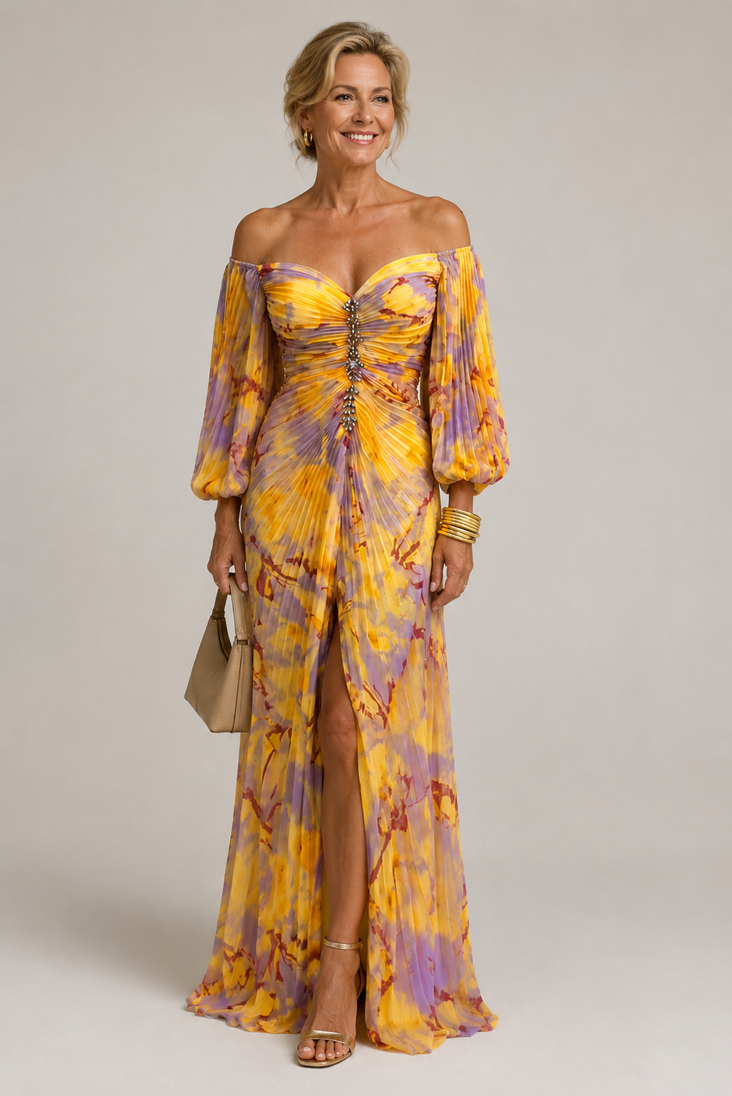 Marielle | Vestido Maxi Florido com Decote Profundo