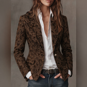 Blazer Jacquard Entalhado com Padrão Paisley para Mulher
