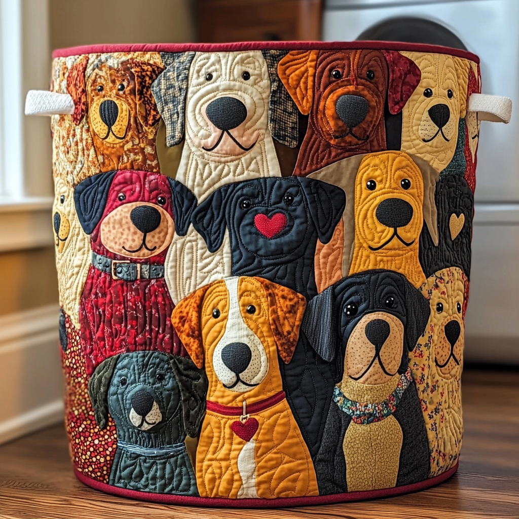 Cães Coloridos | Cesto da Roupa Feito à Mão