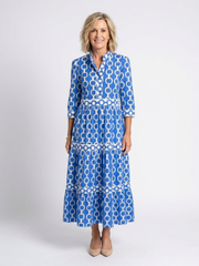 Ysolde | Dreiviertel-Ärmel mit Kettenmuster Midikleid