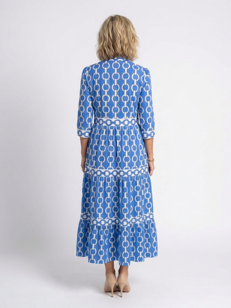Ysolde | Dreiviertel-Ärmel mit Kettenmuster Midikleid