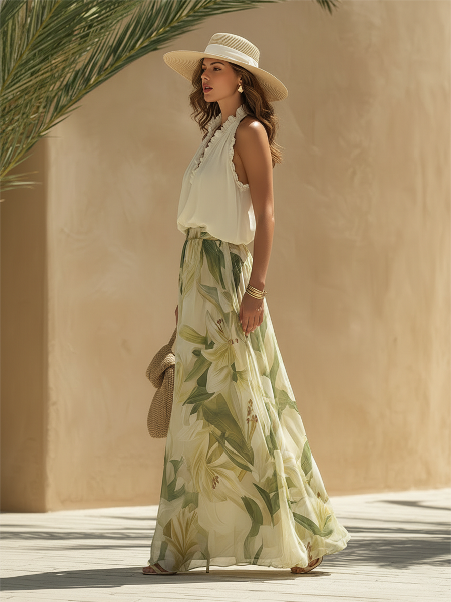 Lysandra | Elegantes, fließendes Ensemble mit Liliendruck
