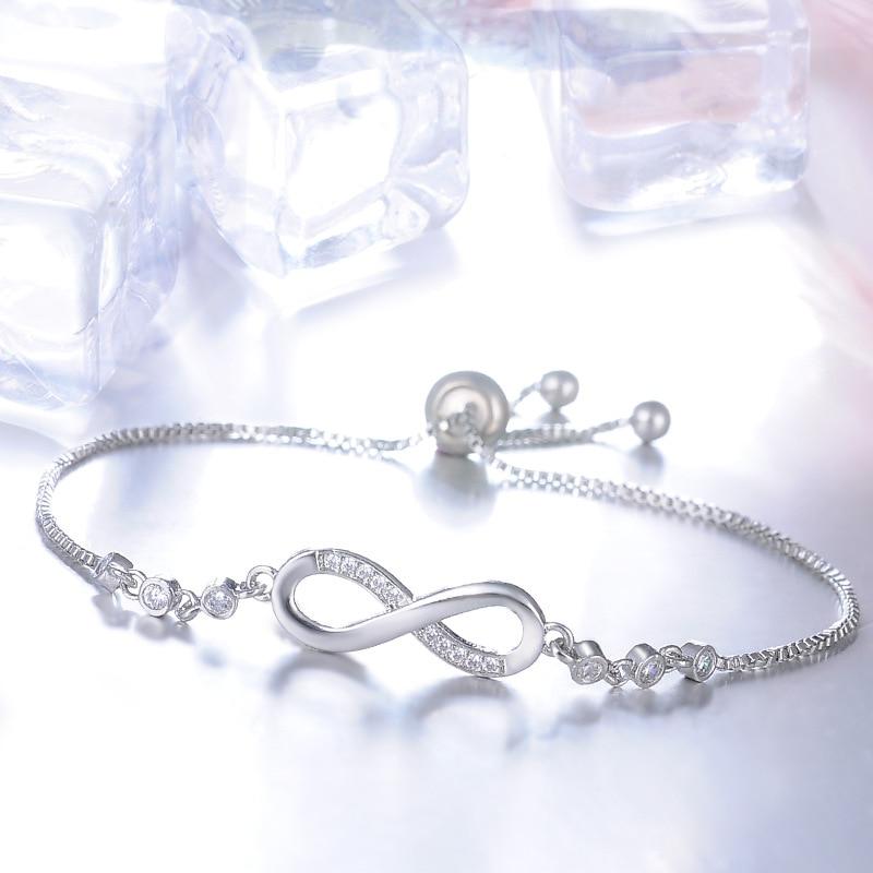 Pulseira chic ajustável em ouro rosa com símbolo do infinito