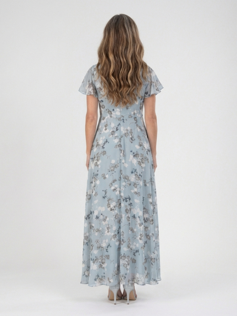 ISMERIA™ | Florales Chiffon Maxikleid