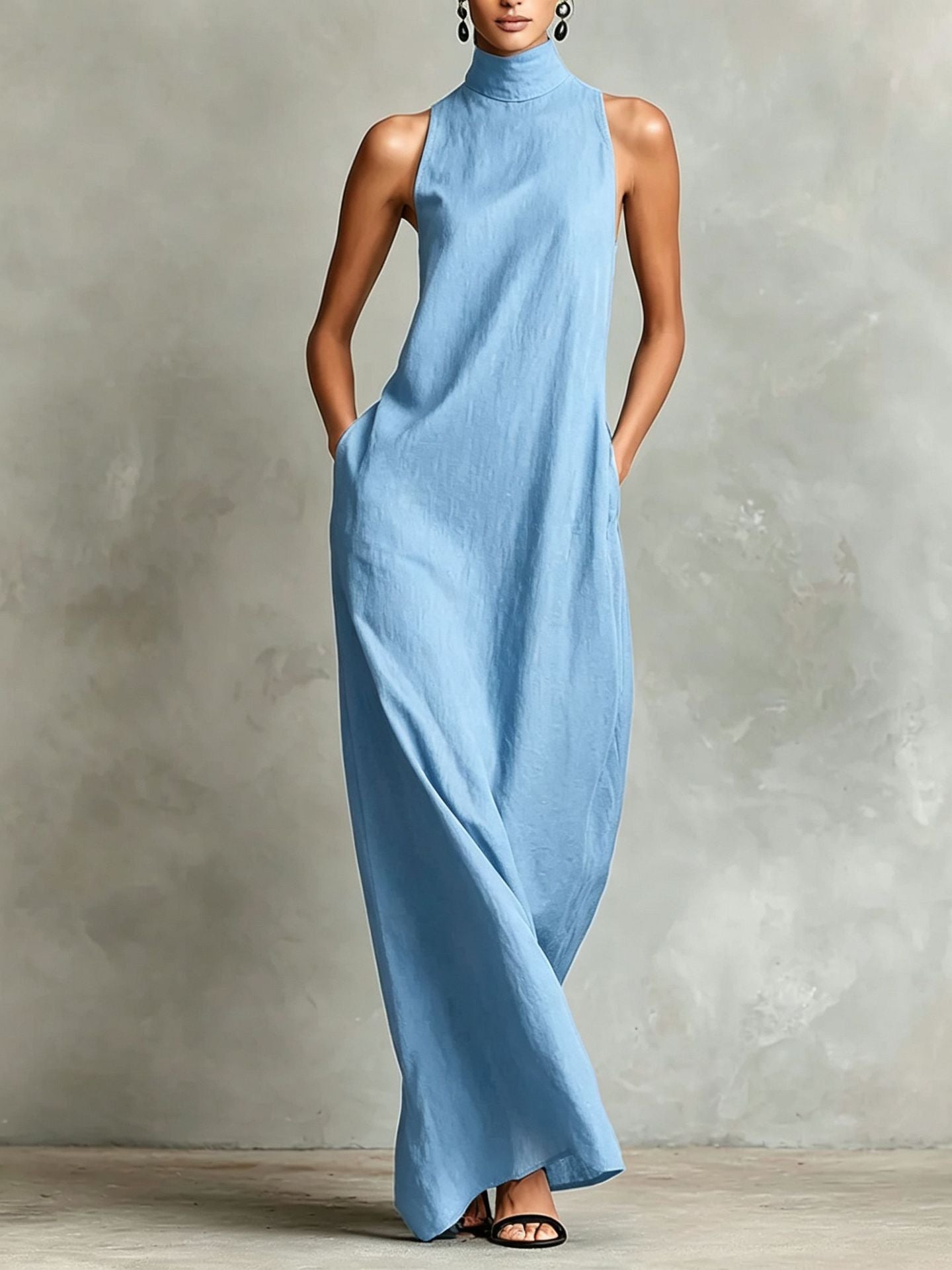 Caterina | Vestido preto comprido minimalista