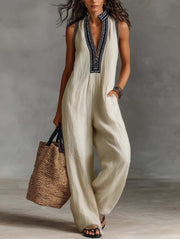 Damen-Leinen-Jumpsuit