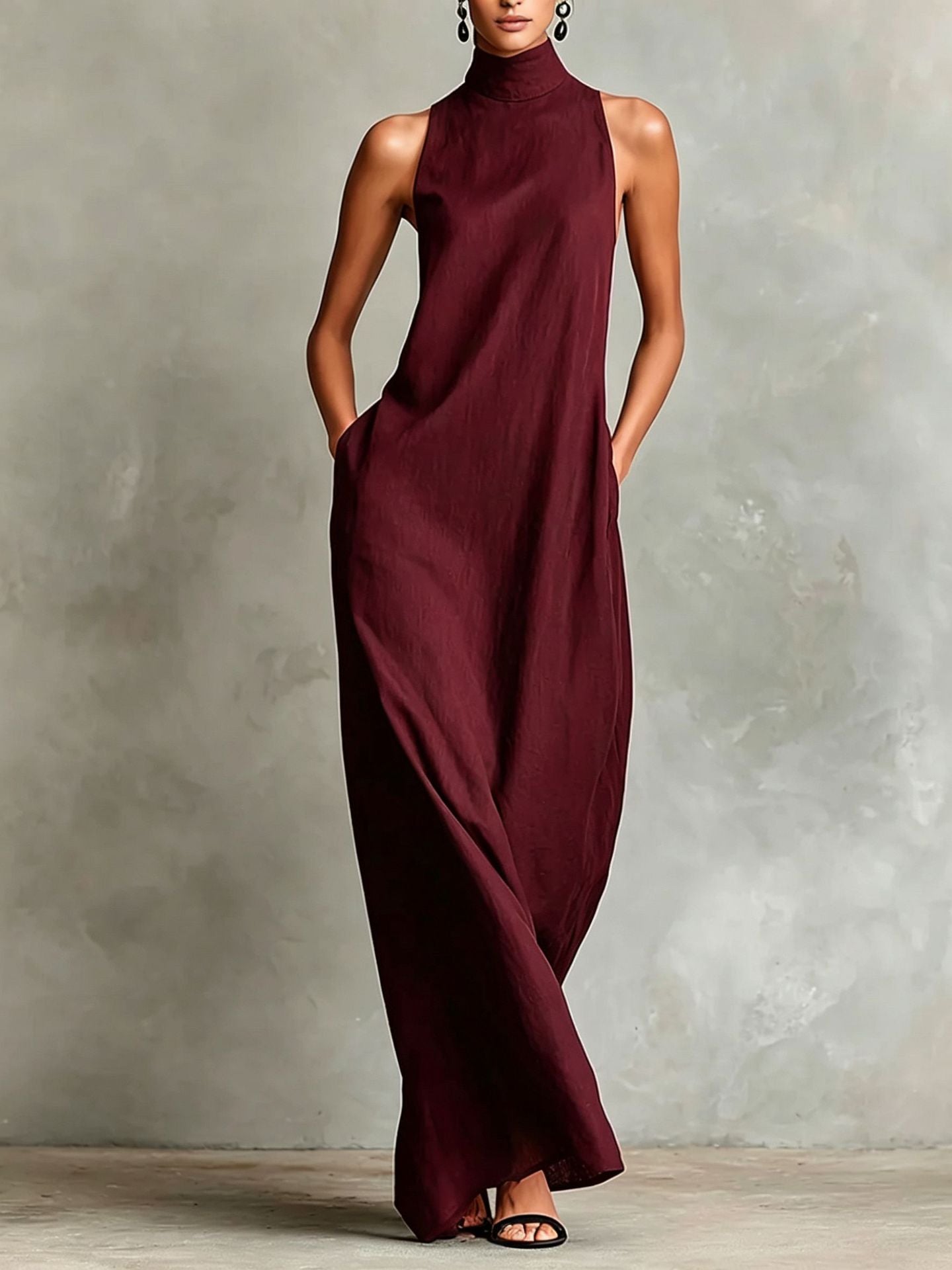 Caterina | Vestido preto comprido minimalista