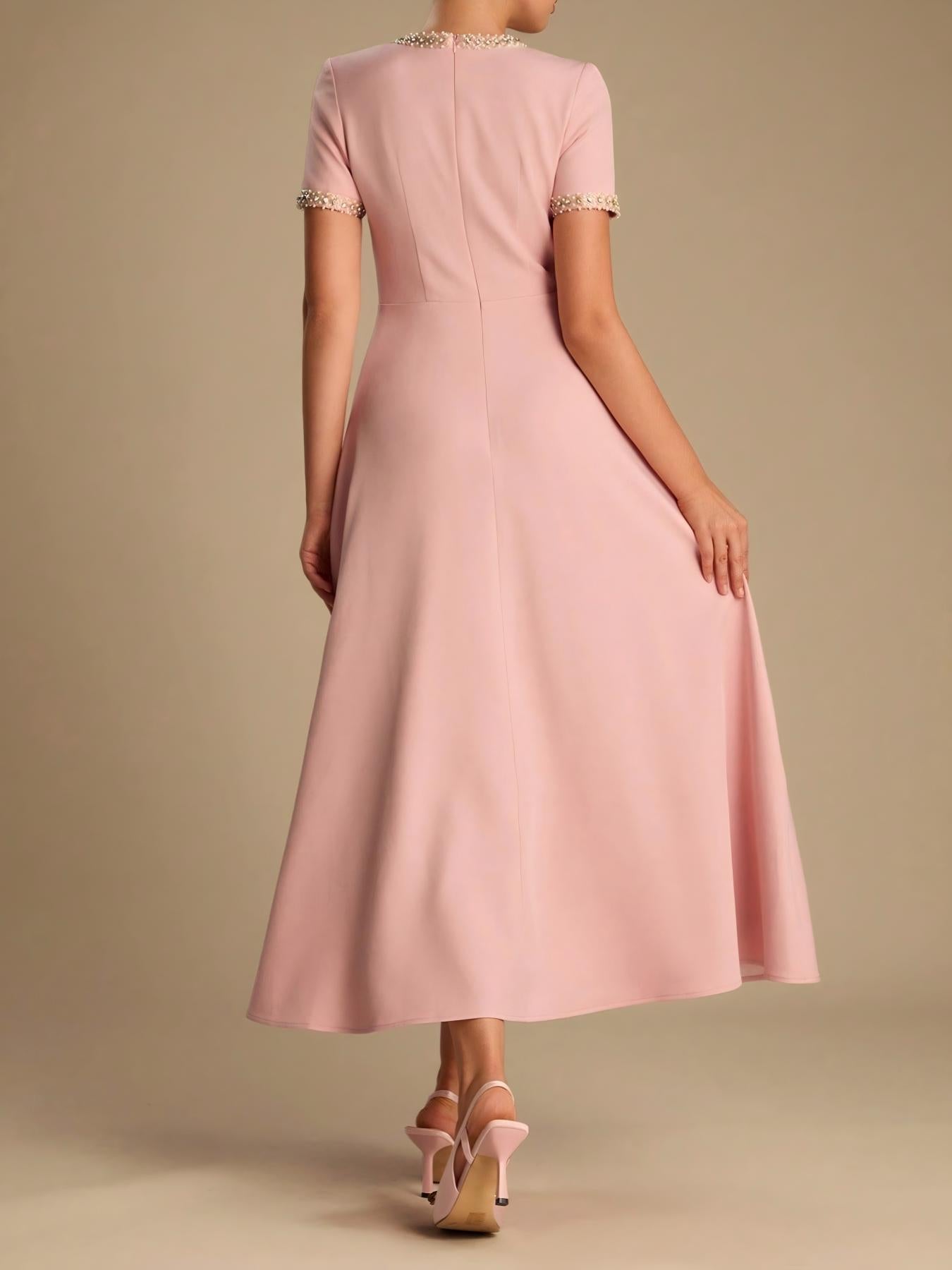 Elsa - Midi-Kleid mit Schleife und Kristallverzierung