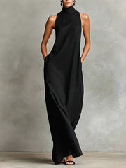 Caterina | Vestido preto comprido minimalista