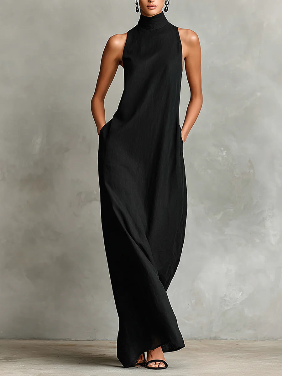 Caterina | Vestido preto comprido minimalista