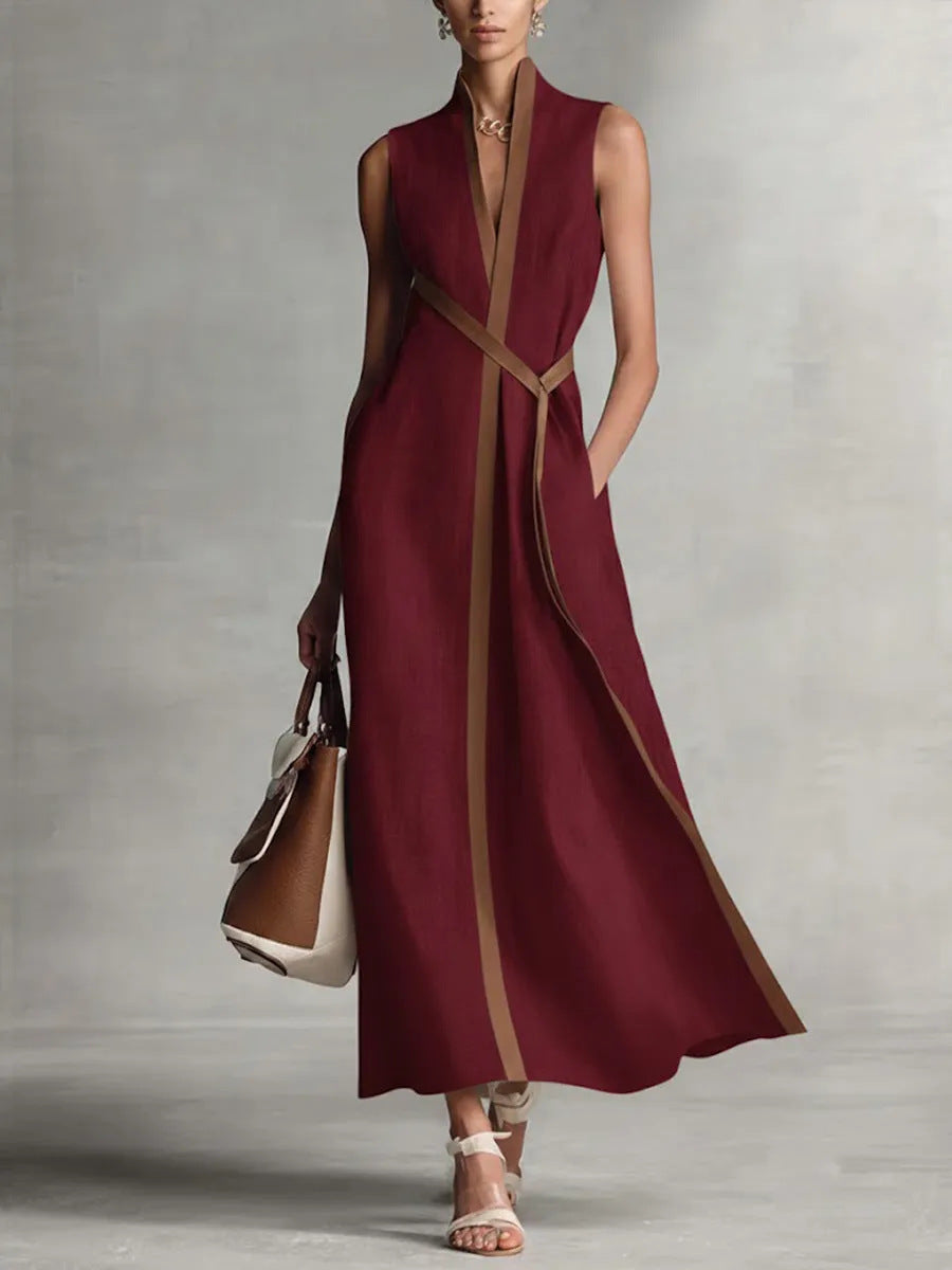 Kleid aus Baumwoll-Leinen mit Stehkragen
