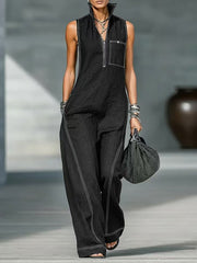 Ärmelloser Jumpsuit mit Stehkragen
