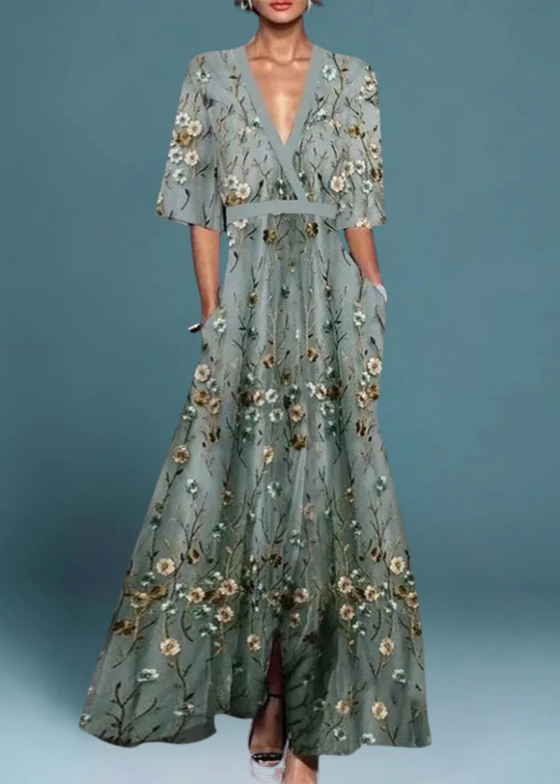 Rute - Vestido maxi floral elegante