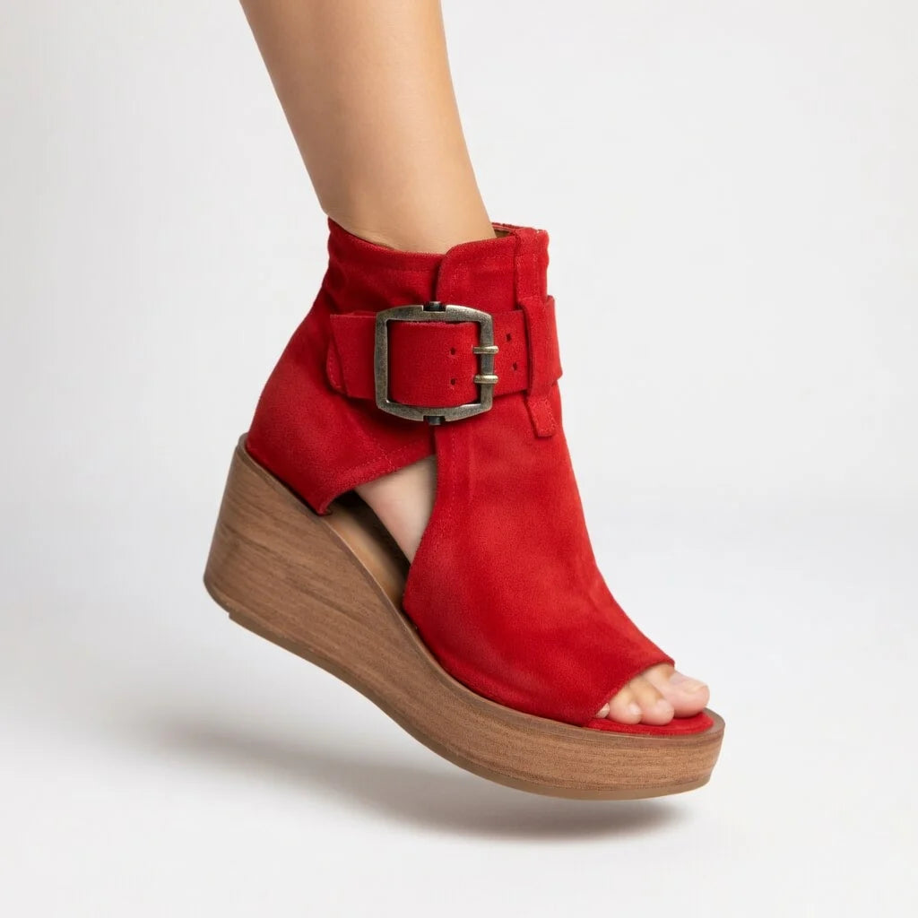 Klaren™ - Moderne & komfortable Ankle Boots mit offenem Keilabsatz