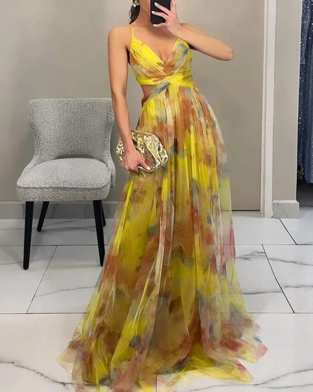 Giselle | Encantador vestido maxi com estampado floral