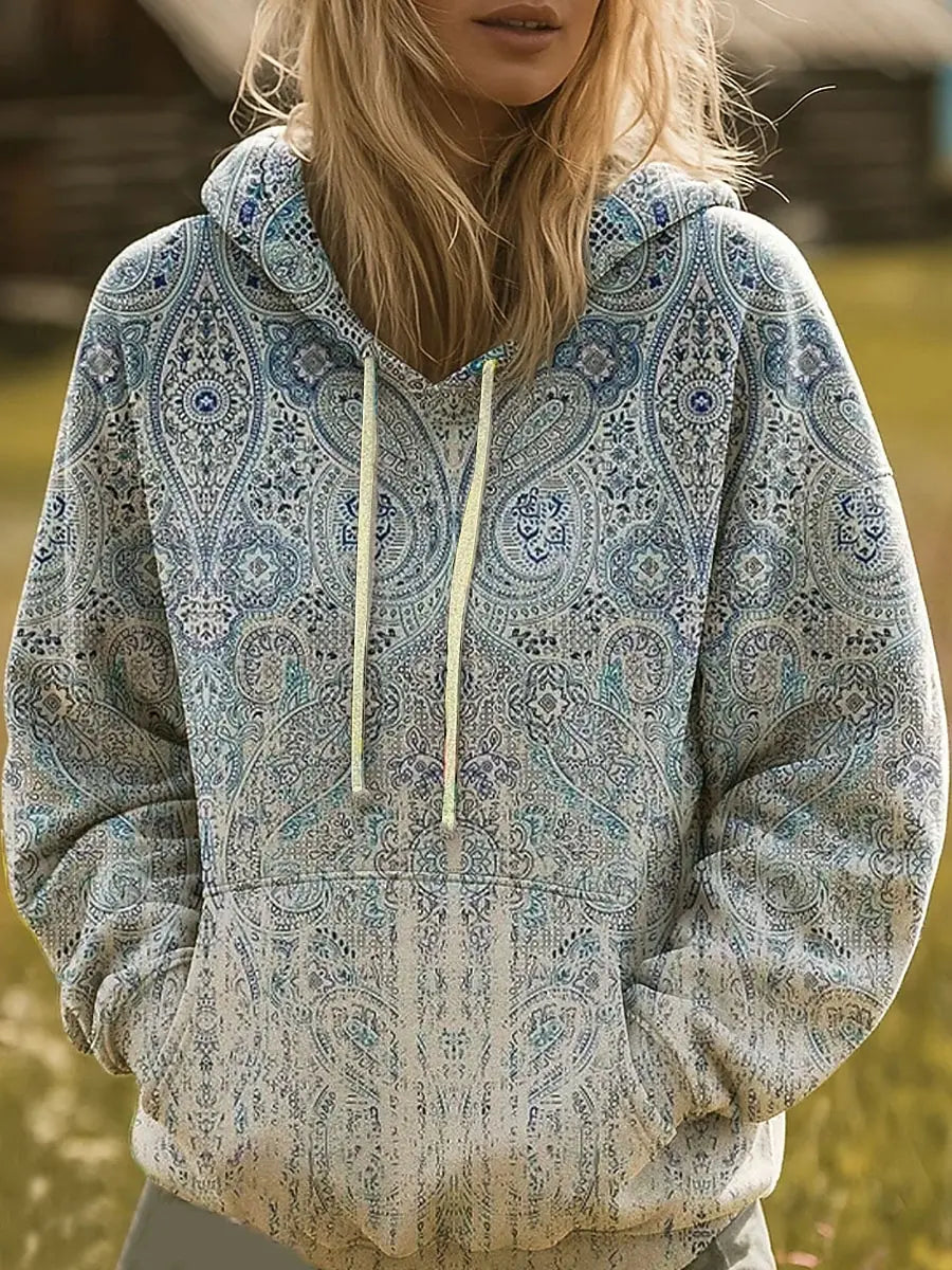 Kaelith | Sweatshirt com Capuz e Estampado Arco-Íris em Raios de Sol