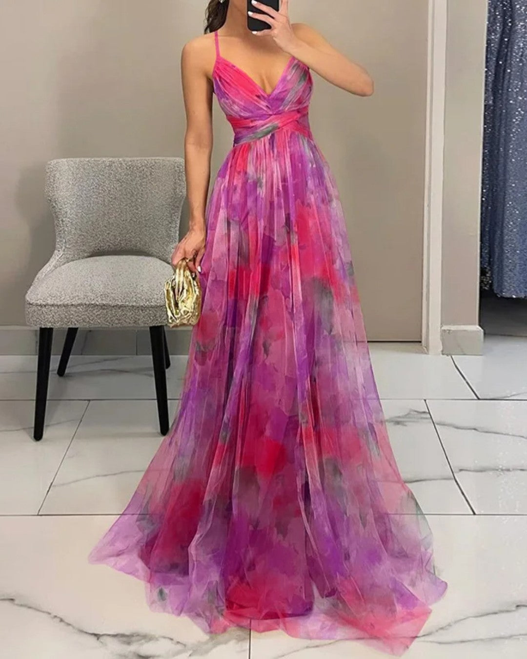 Giselle | Encantador vestido maxi com estampado floral