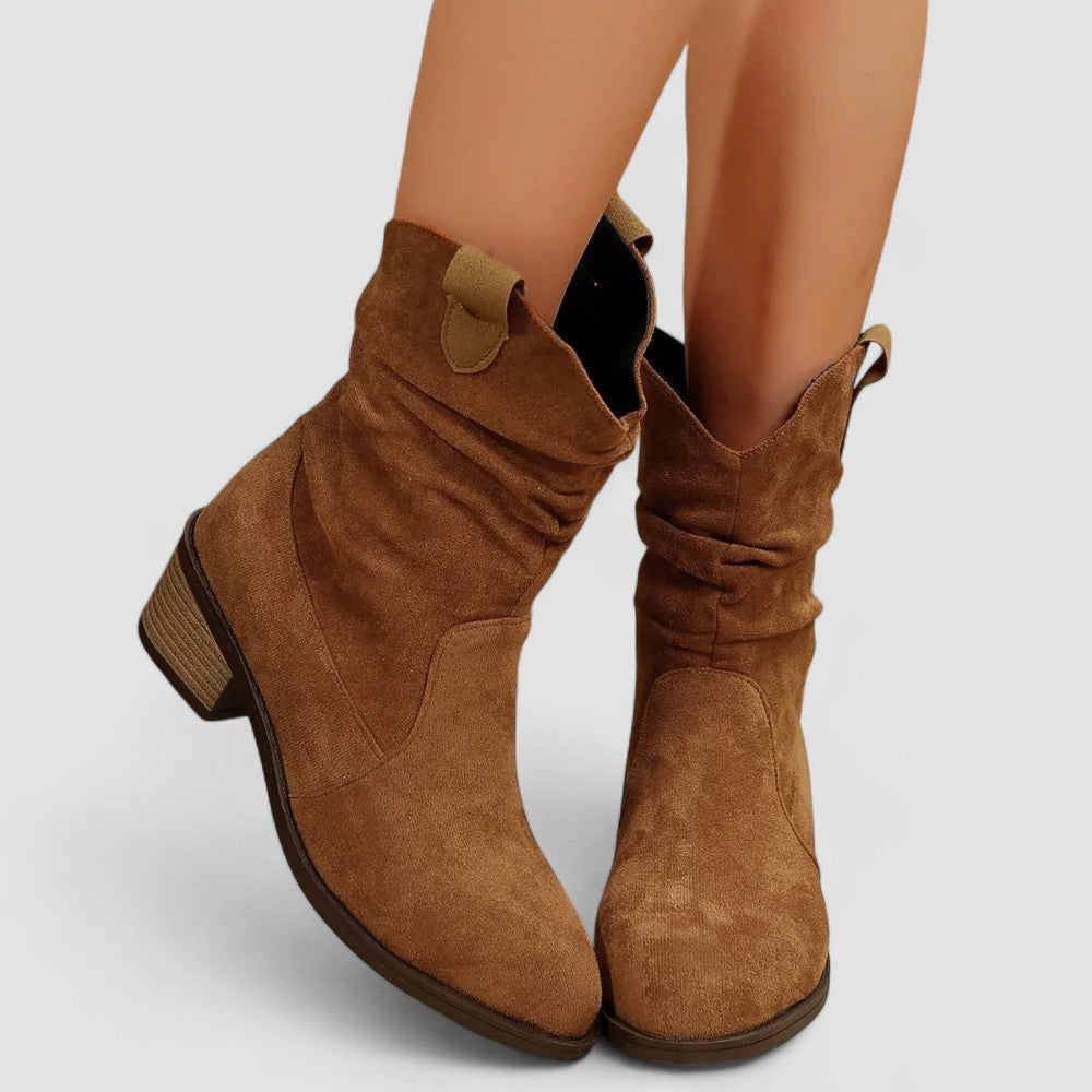 Cleo | Botins Western com Efeito Franzido