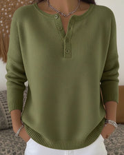 Helena™ | Camisola de Malha Henley com Botões