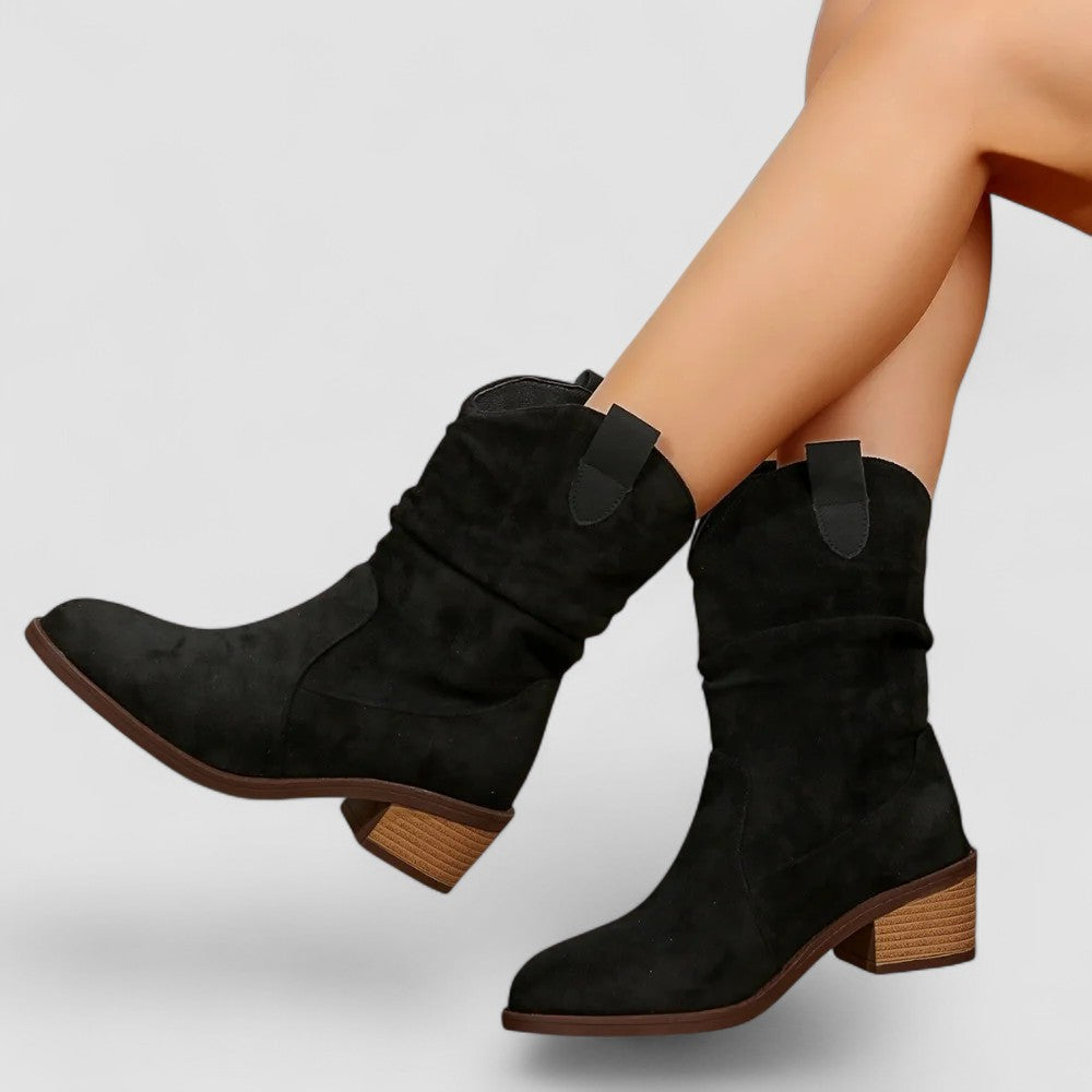 Cleo | Botins Western com Efeito Franzido