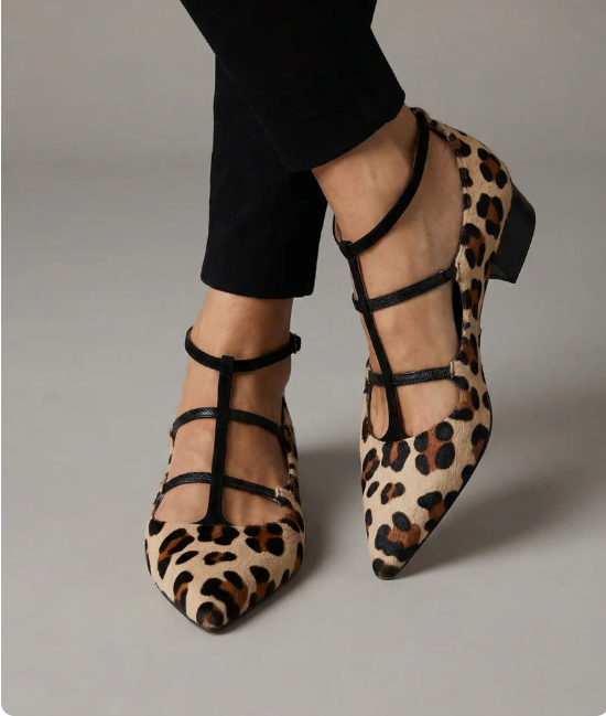 Bridget | Ballerina-Heels mit Leopardenriemen