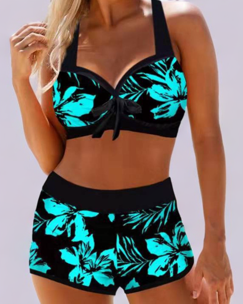 Sherrie - Badeanzug mit hoher Taille und Blumendruck