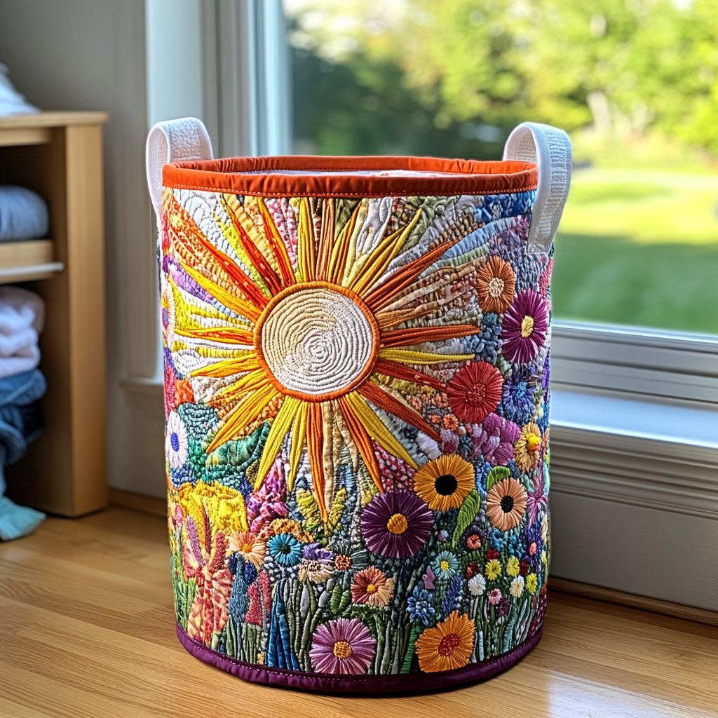 Girassol em Flor | Cesto da Roupa Feito à Mão