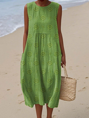 Sara - Muster Midi Kleid
