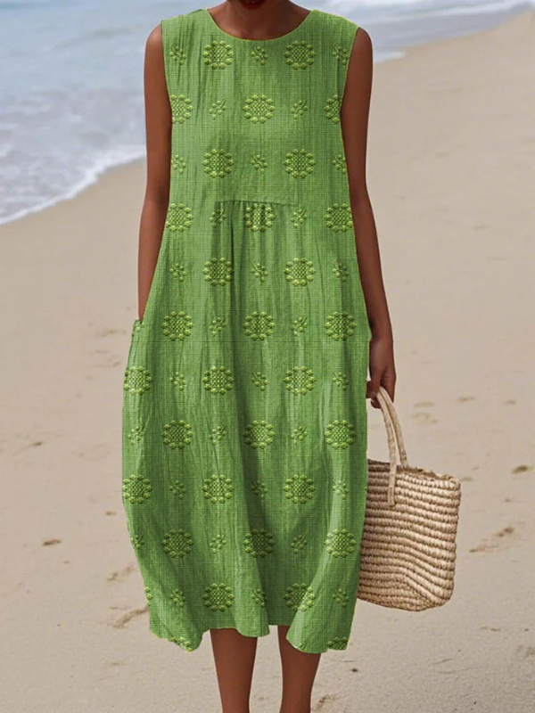 Sara - Muster Midi Kleid