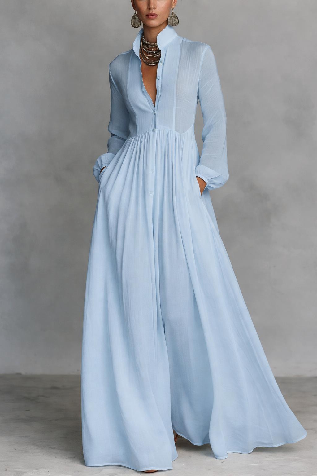 Serena – Vestido Maxi de Botões Fluido