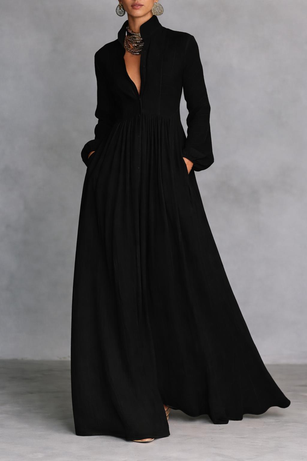 Serena – Vestido Maxi de Botões Fluido