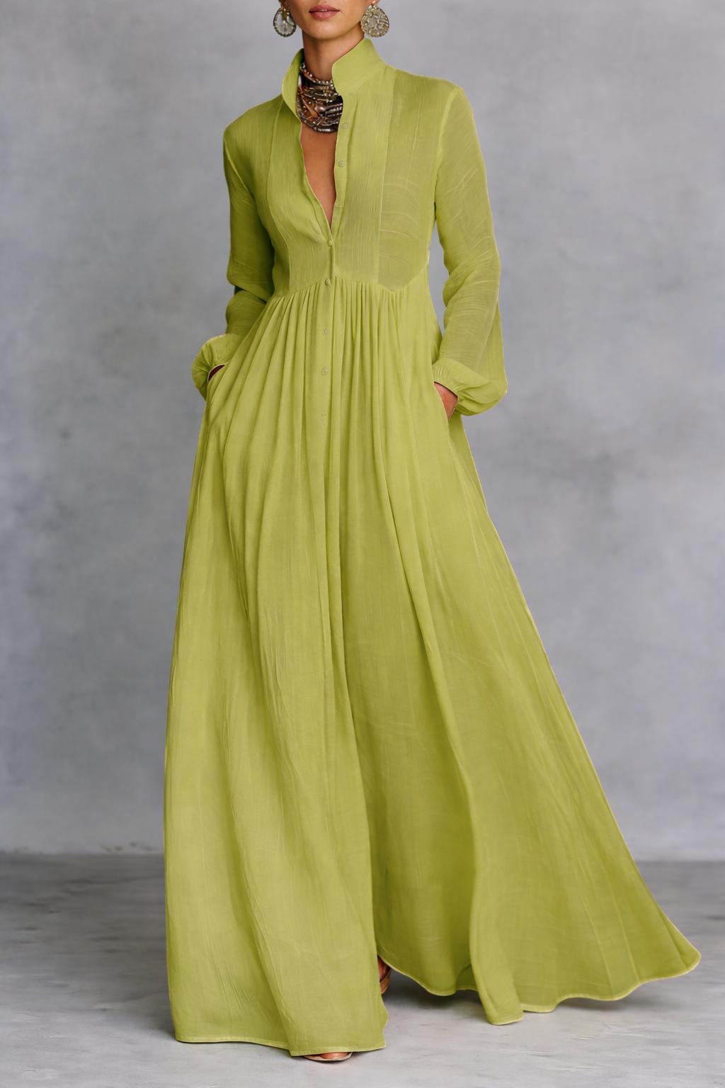 Serena – Vestido Maxi de Botões Fluido